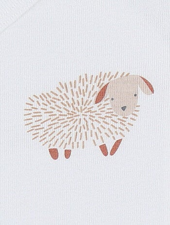 Lot de 2 bodies croisés en coton imprimé mouton Noukie's
