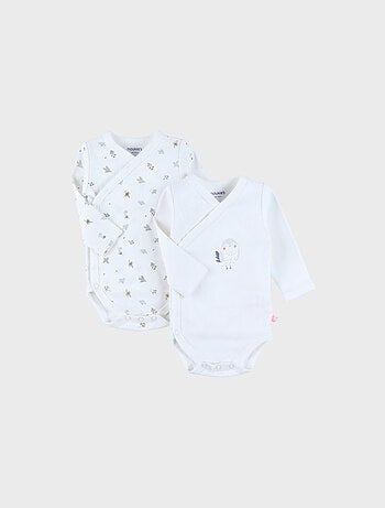 Lot de 2 bodies croisés en coton motif floral Noukie's