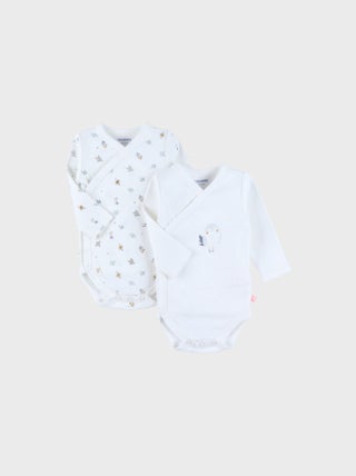 Lot de 2 bodies croisés en coton motif floral Noukie's