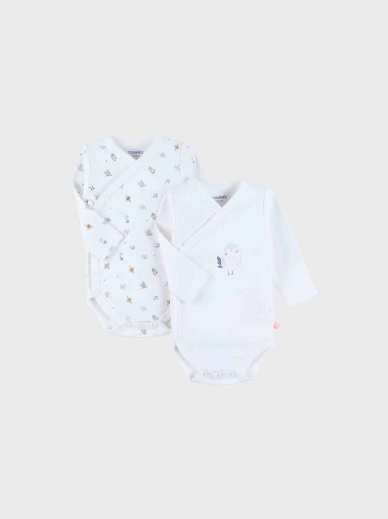 Lot de 2 bodies croisés en coton motif floral Noukie's Blanc - Kiabi