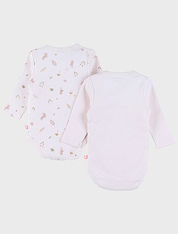 Lot de 2 bodies croisés en coton motif lapin Noukie's