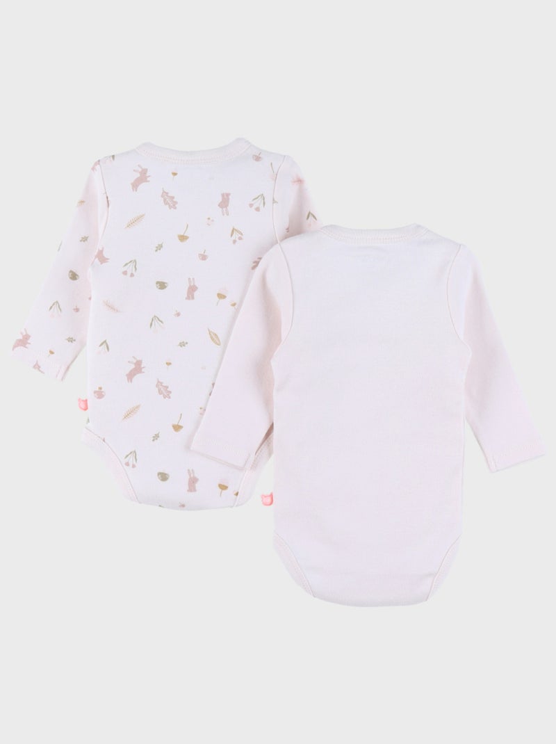 Lot de 2 bodies croisés en coton motif lapin Noukie's Rose - Kiabi