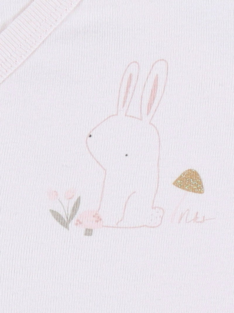 Lot de 2 bodies croisés en coton motif lapin Noukie's Rose - Kiabi