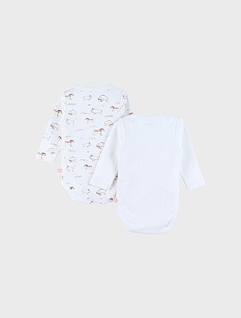 Lot de 2 bodies croisés en coton motif mammouth Noukie's