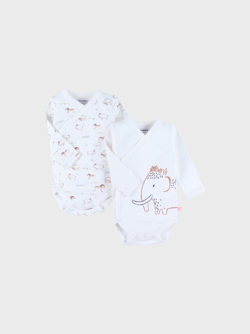 Lot de 2 bodies croisés en coton motif mammouth Noukie's - Kiabi