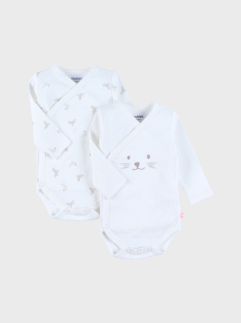 Lot de 2 bodies croisés en coton Noukie's Blanc - Kiabi