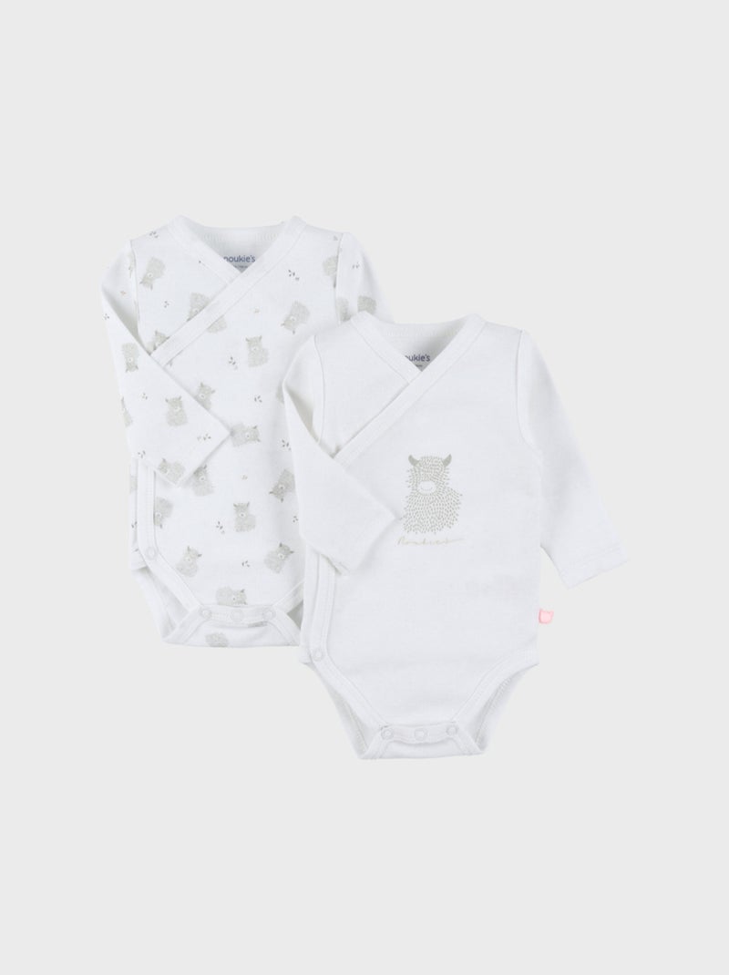 Lot de 2 bodies croisés en jersey coton bio Noukie's Blanc - Kiabi