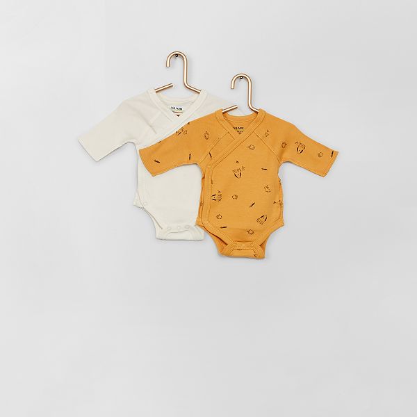 Lot De 2 Bodies Croises Bebe Fille Orange Kiabi 6 00