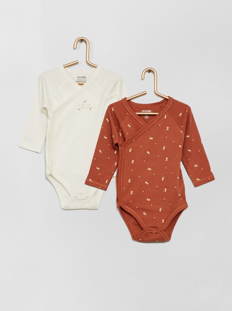 Lot de 2 bodies croisés rouge/blanc - Kiabi