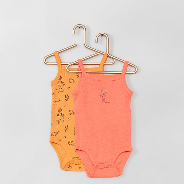 Lot De 2 Bodies Debardeurs Bebe Fille Orange Rose Fluo Kiabi 7 00