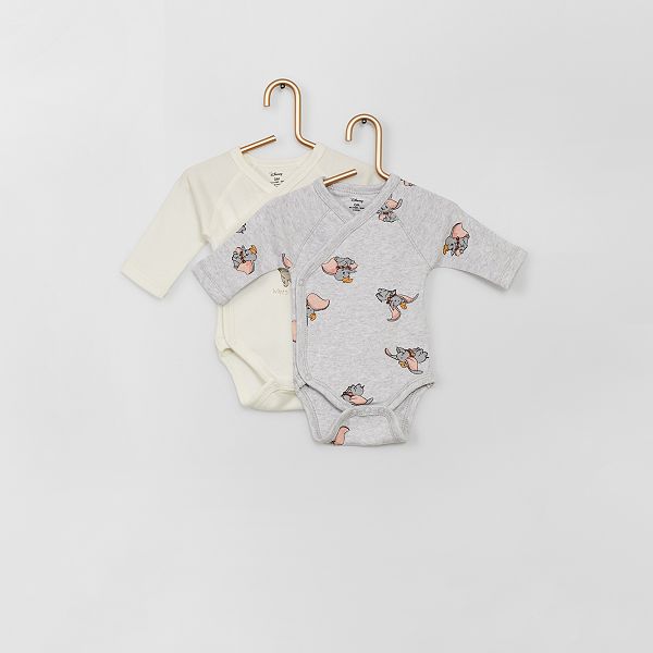 Lot De 2 Bodies Dumbo Bebe Fille Gris Chine Ecru Kiabi 10 00