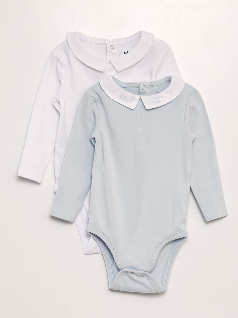 Lot de 2 bodies en coton stretch Bleu - Kiabi