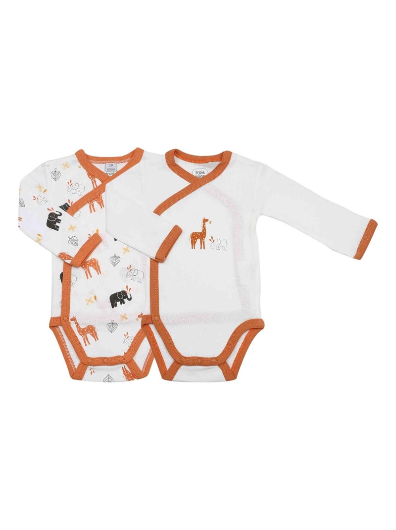 Lot de 2 bodies en coton Terre battue (Naissance) Orange - Kiabi