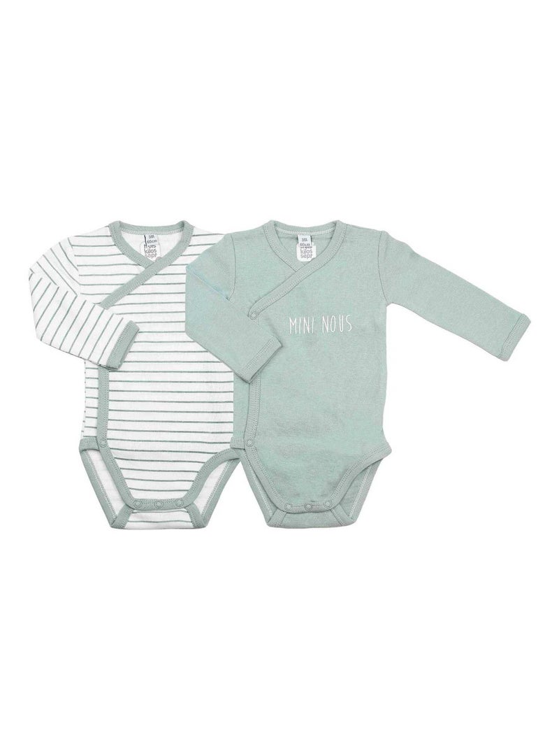 Lot De 2 Bodies En Coton Vert Sauge (naissance) Vert - Kiabi