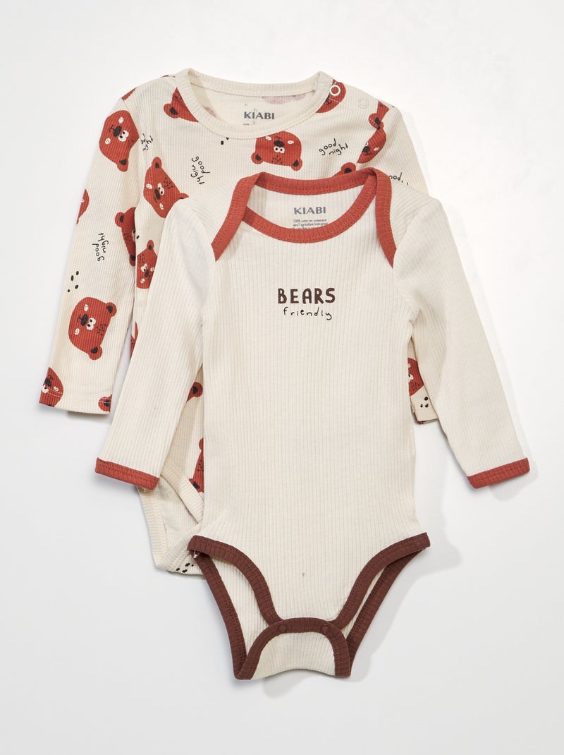 Lot de 2 bodies en maille côtelée Beige/marron - Kiabi