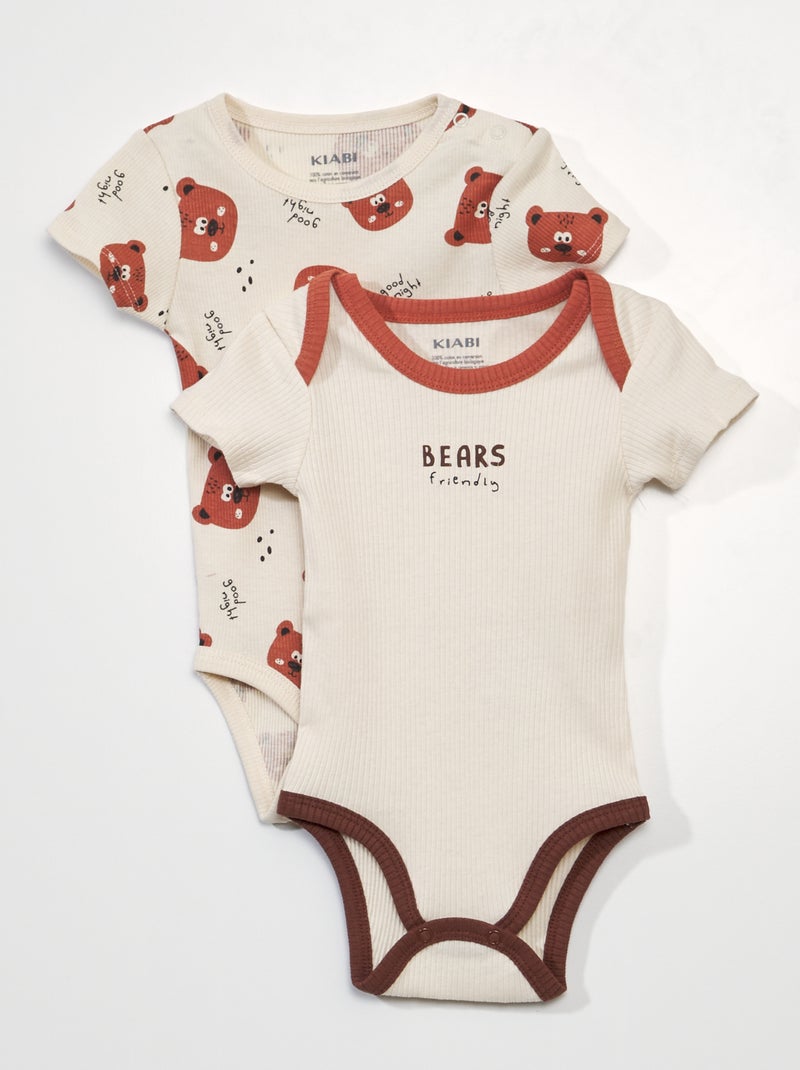 Lot de 2 bodies en maille côtelée Beige/marron - Kiabi