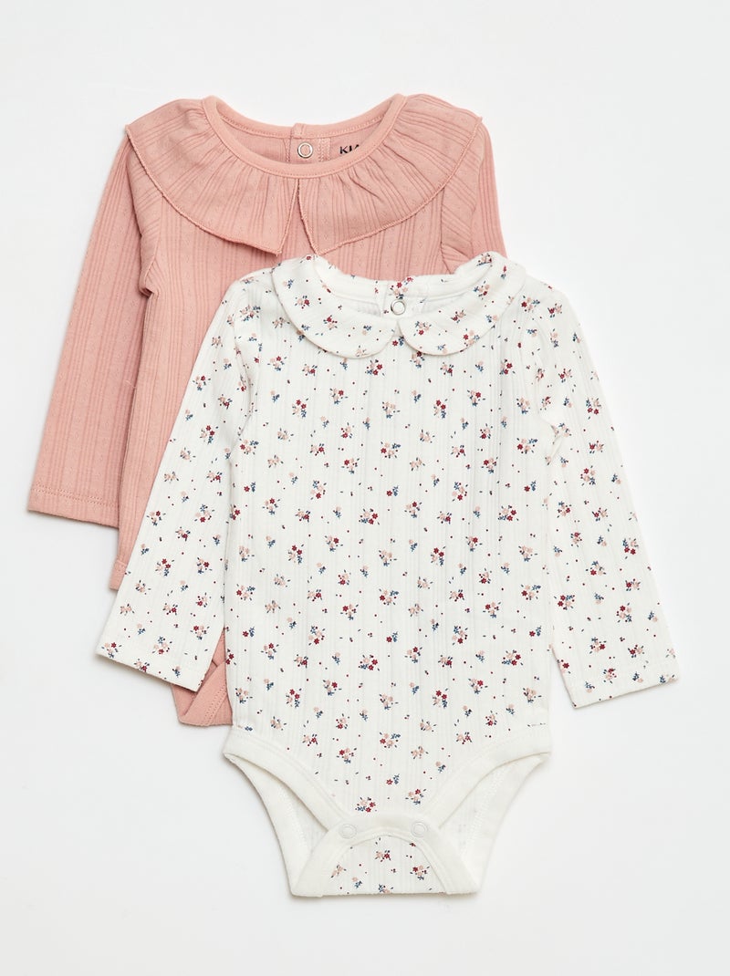 Lot de 2 bodies en maille pointelle Blanc - Kiabi
