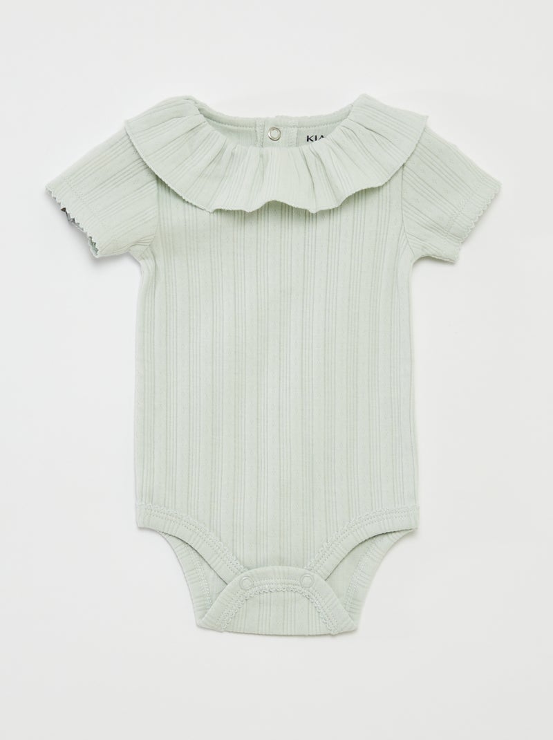 Lot de 2 bodies en pointelle avec col fantaisiste BLANC - Kiabi