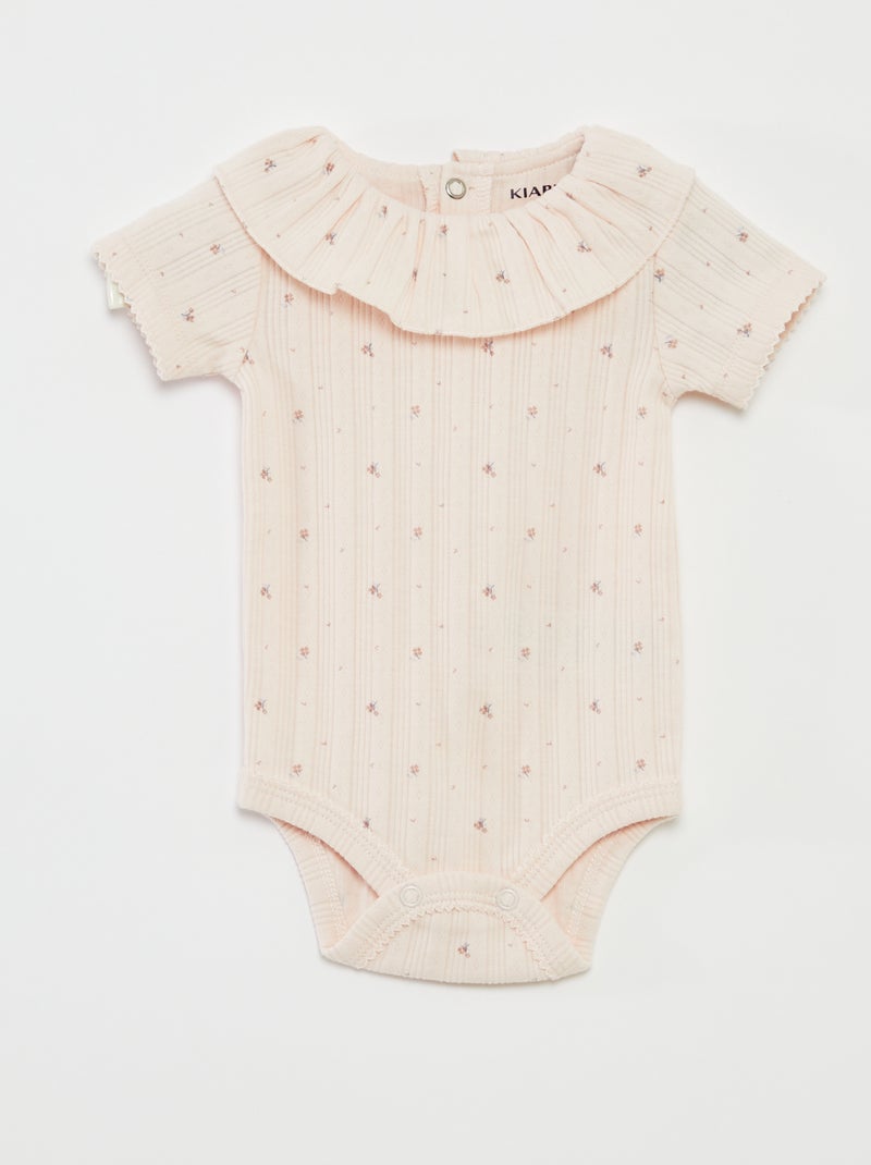Lot de 2 bodies en pointelle avec col fantaisiste ROSE - Kiabi