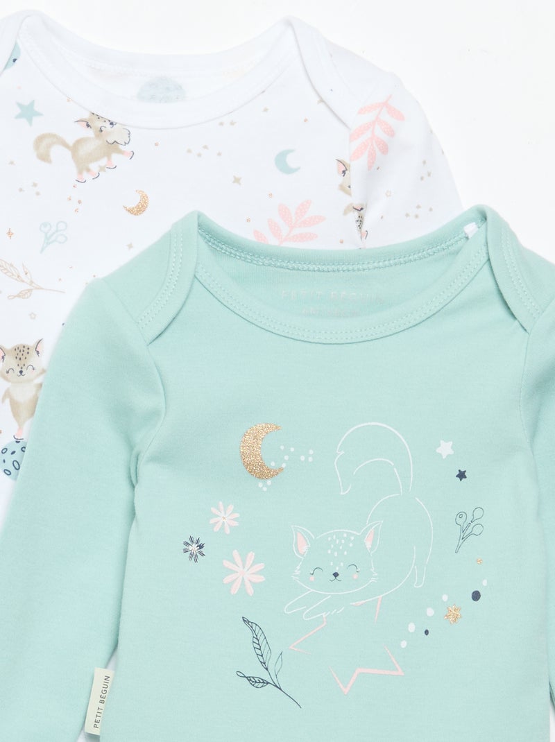 Lot de 2 bodies imprimés 'Petit Béguin' Vert - Kiabi