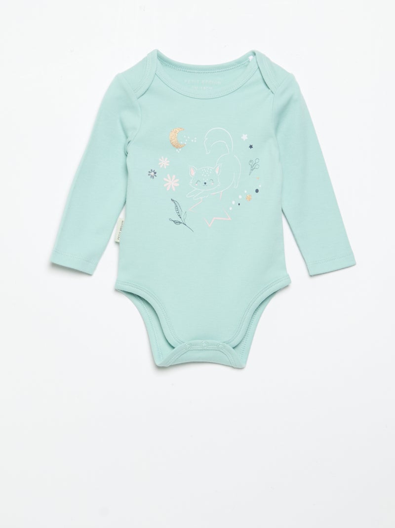 Lot de 2 bodies imprimés 'Petit Béguin' Vert - Kiabi