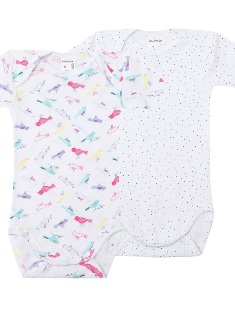 Lot De 2 Bodies Manches Courtes Oeko-tex 'miniman' Blanc - Kiabi