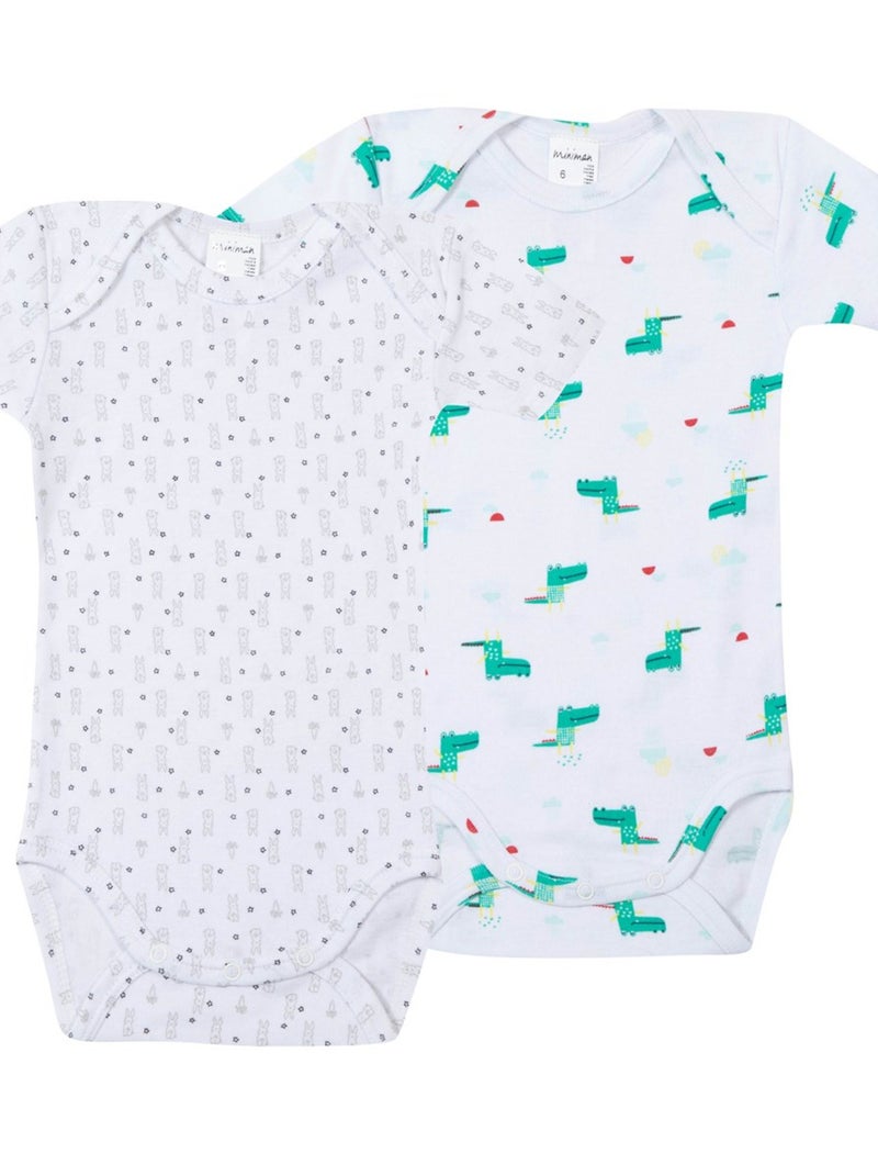 Lot De 2 Bodies Manches Courtes Oeko-tex 'miniman' Blanc - Kiabi