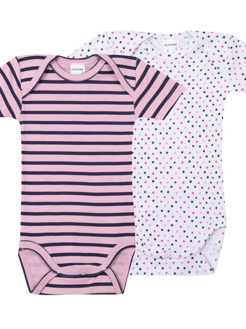 Lot De 2 Bodies Manches Courtes Oeko-tex 'miniman' Bleu marine - Kiabi