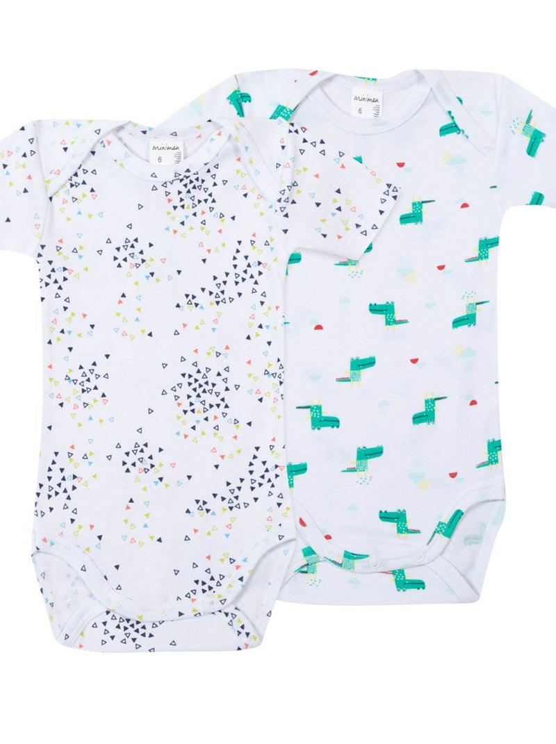 Lot De 2 Bodies Manches Courtes Oeko-tex 'miniman' Bleu turquoise - Kiabi