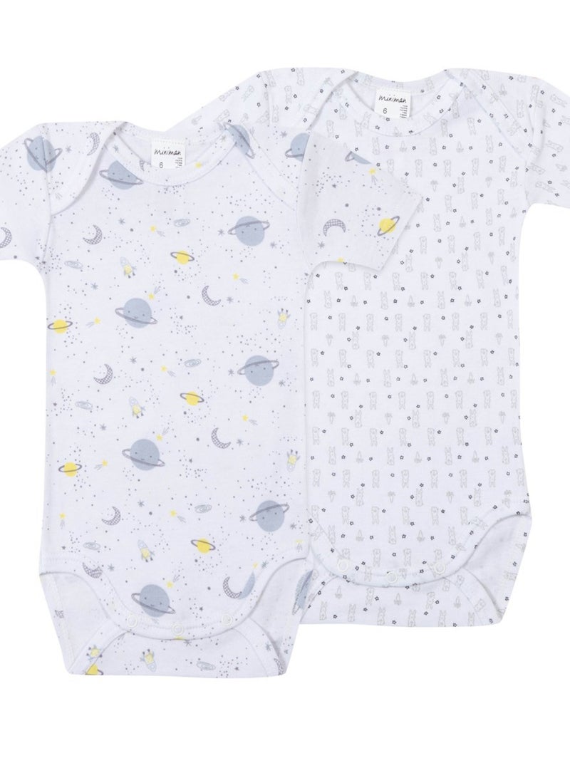 Lot De 2 Bodies Manches Courtes Oeko-tex 'miniman' Gris clair - Kiabi