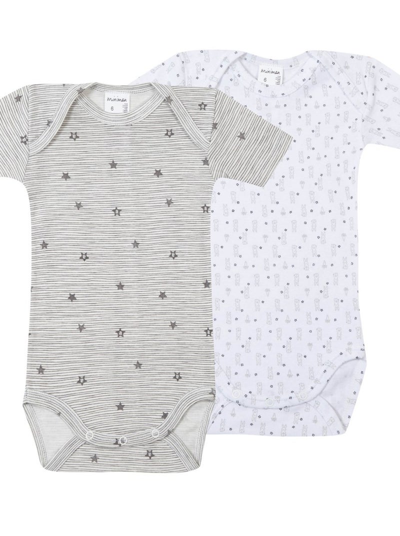 Lot De 2 Bodies Manches Courtes Oeko-tex 'miniman' Gris foncé - Kiabi