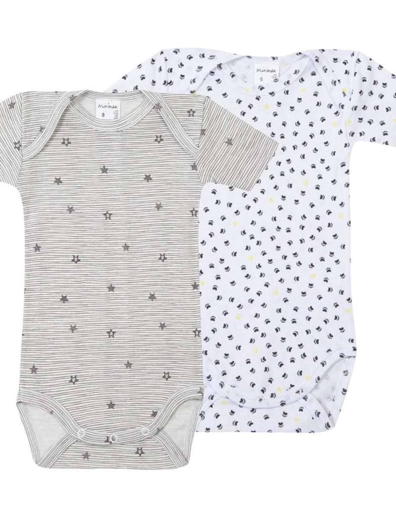 Lot De 2 Bodies Manches Courtes Oeko-tex 'miniman' Gris foncé - Kiabi