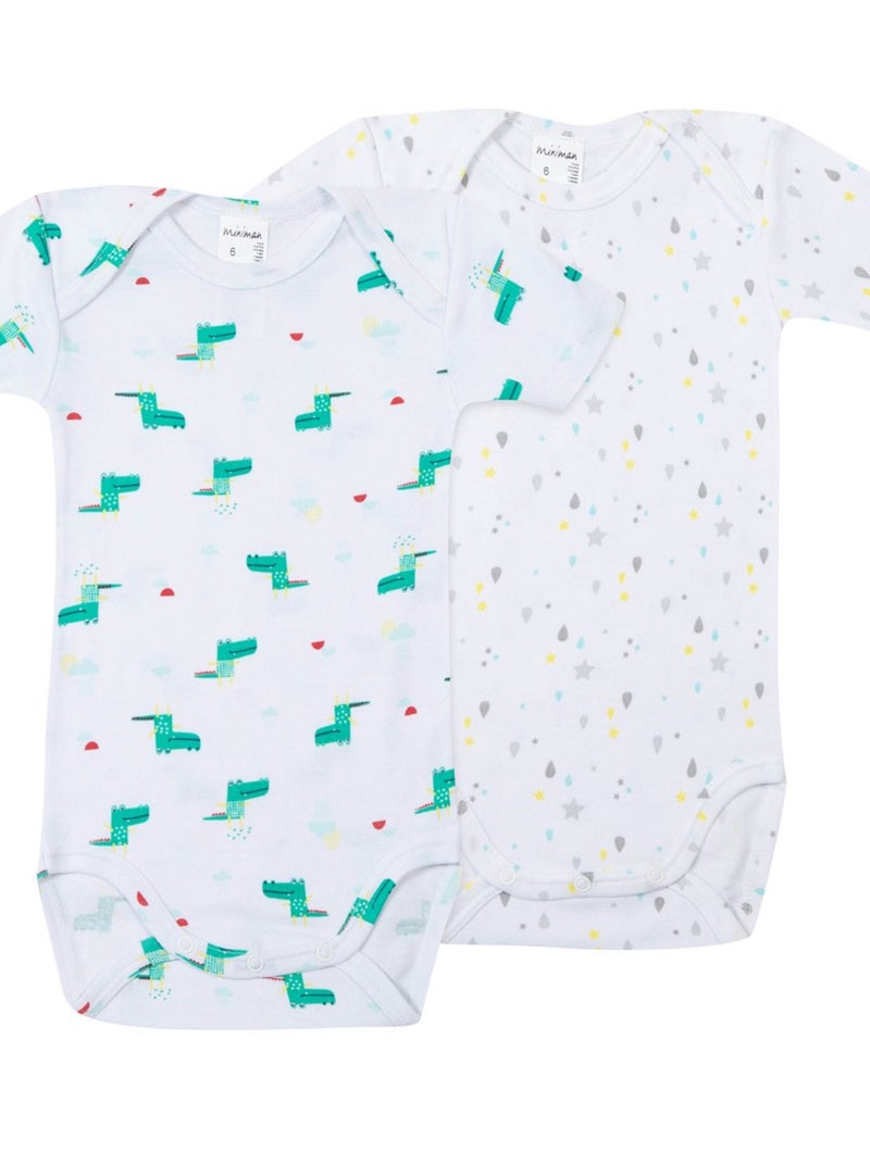 Lot De 2 Bodies Manches Courtes Oeko-tex 'miniman' Vert clair - Kiabi