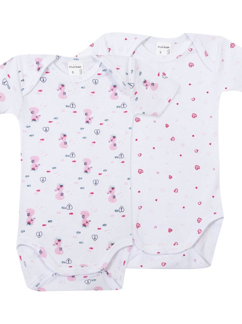 Lot De 2 Bodies Manches Courtes Oeko-tex 'miniman' Vieux rose - Kiabi