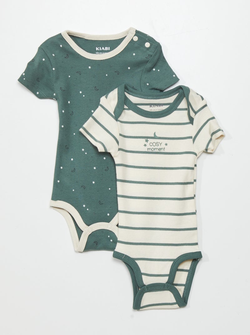 Lot de 2 bodies manches courtes Vert - Kiabi