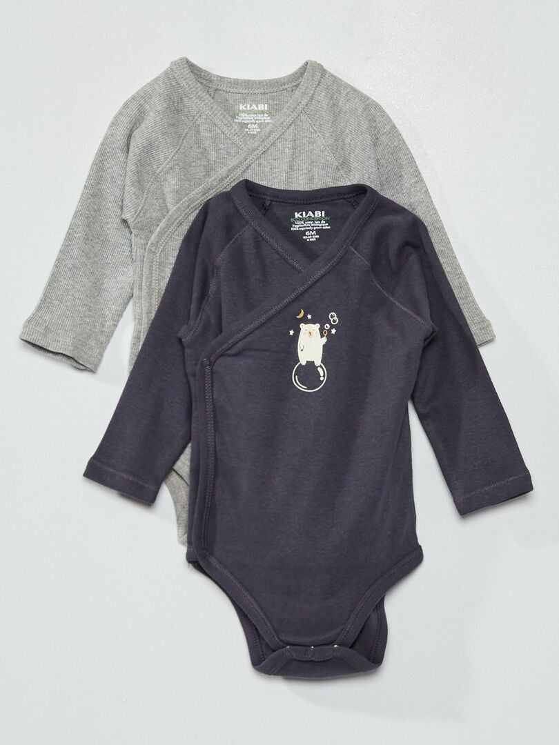 Lot de 2 bodies Noir/gris - Kiabi