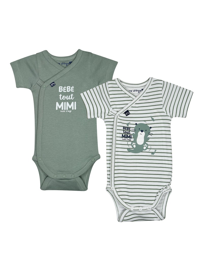 LOT DE 2 BODIES OSCAR OUVERTURE DEVANT Vert - Kiabi