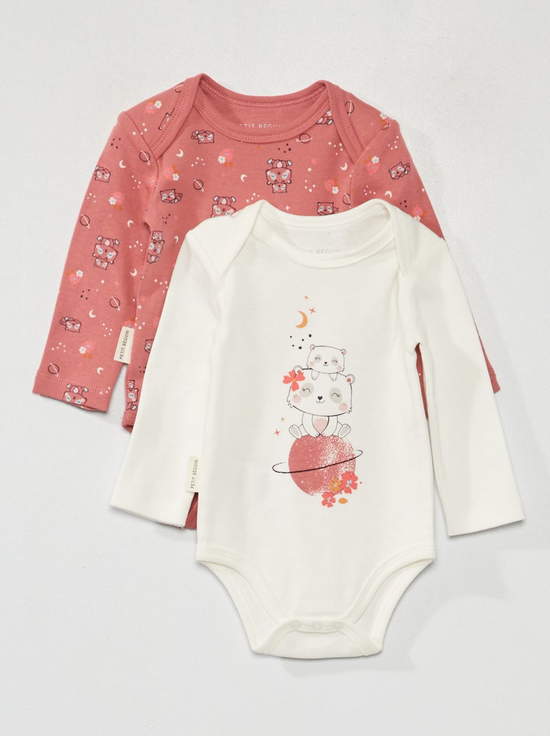 Lot de 2 bodies 'Petit Beguin' blanc/rose - Kiabi