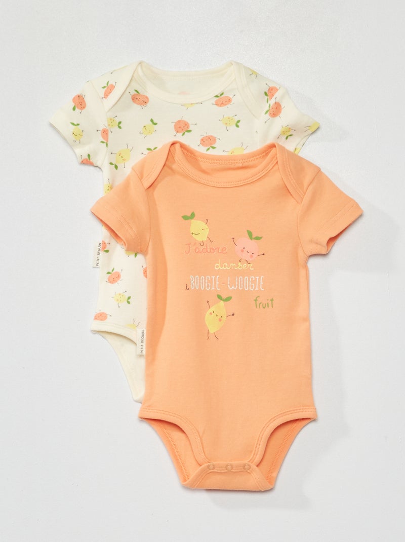 Lot de 2 bodies 'Petit Beguin' Orange/jaune - Kiabi