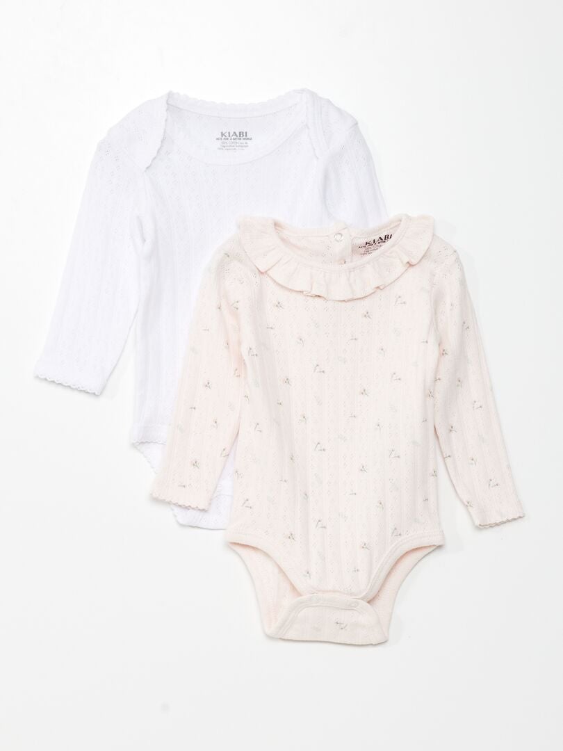 NAME IT Body Manches Longues Bébé Fille – Nbfwang Wool Needle LS Body Noos, Rose, 2 Mois
