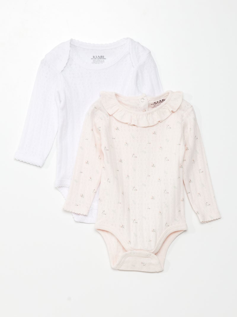 Lot de 2 bodies Rose/blanc - Kiabi