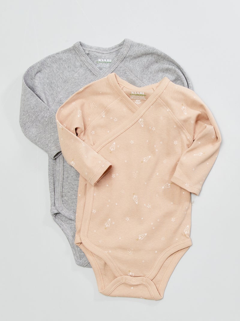Lot de 2 bodies Rose/gris - Kiabi