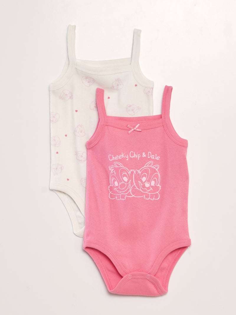 Lot de 2 bodies sans manches 'Disney' 'Tic et Tac' Rose/blanc - Kiabi