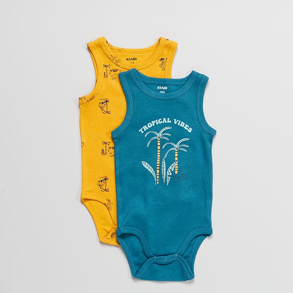 Lot De 2 Bodies Sans Manches Bebe Fille Jaune Bleu Kiabi 7 00