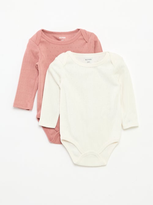 Lot de 2 bodies thermorégulants en maille côtelée - Kiabi