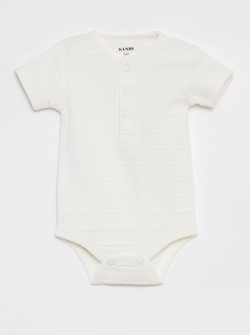 Lot de 2 body à col rond boutonnée - 2 pièces Bleu - Kiabi