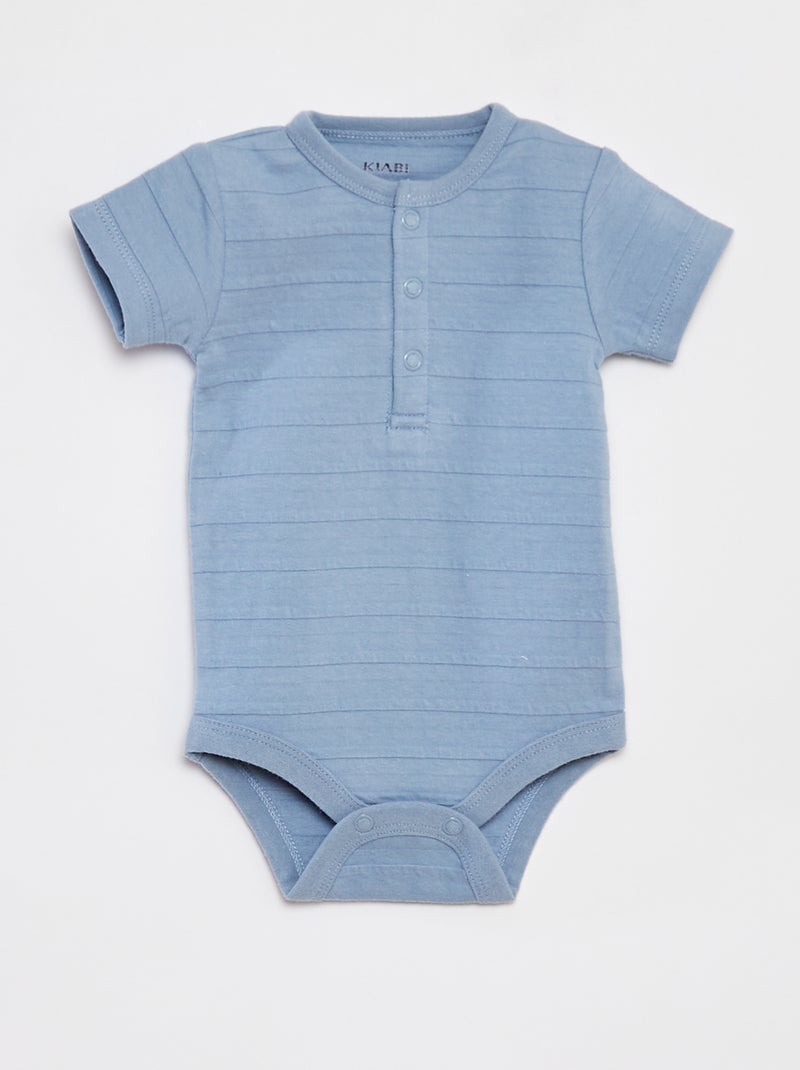 Lot de 2 body à col rond boutonnée - 2 pièces Bleu - Kiabi