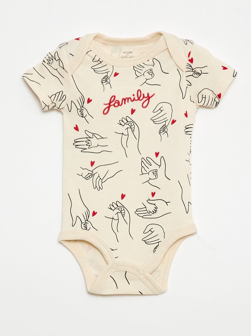 Lot de 2 bodys imprimé family 'Agathe Sorlet x Kiabi' - Saint-Valentin Blanc - Kiabi