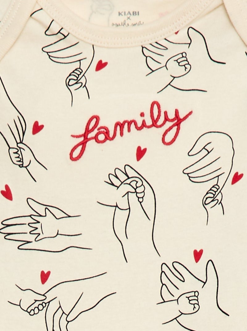 Lot de 2 bodys imprimé family 'Agathe Sorlet x Kiabi' - Saint-Valentin Blanc - Kiabi