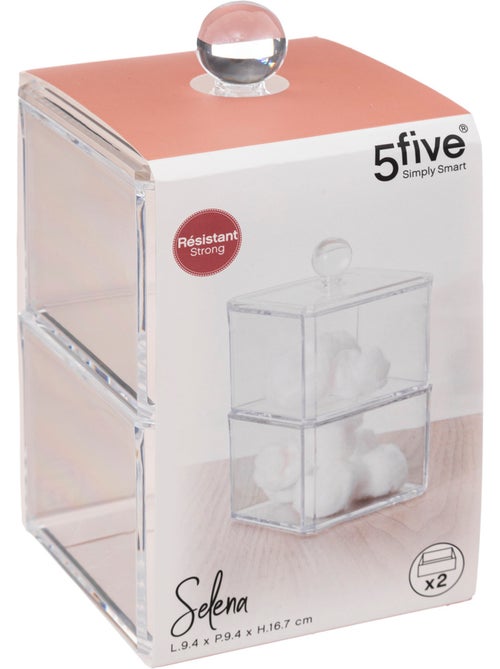 Lot de 2 boîtes à cotons transparentes selena - Kiabi